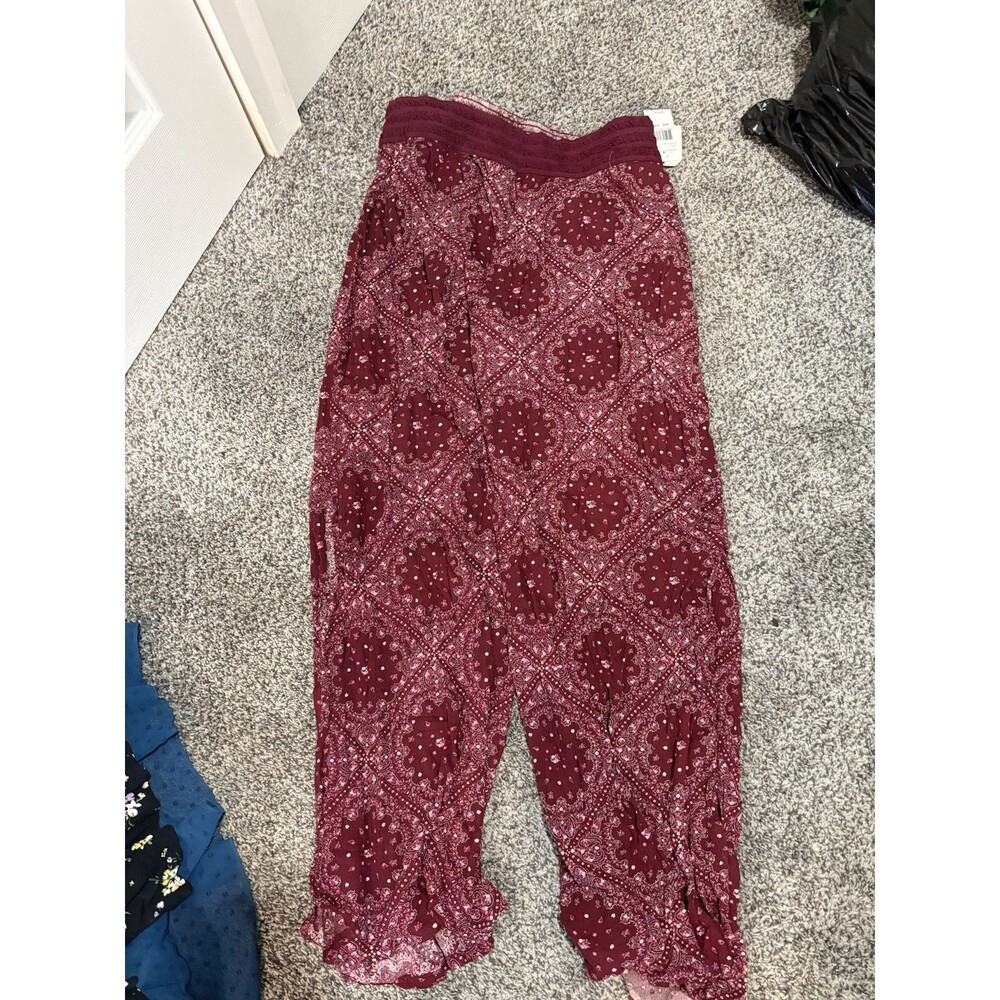Vanilla Star Plus Size Rayon Wide Leg Slit Pants/Cover Up XXL NWT Dark Red